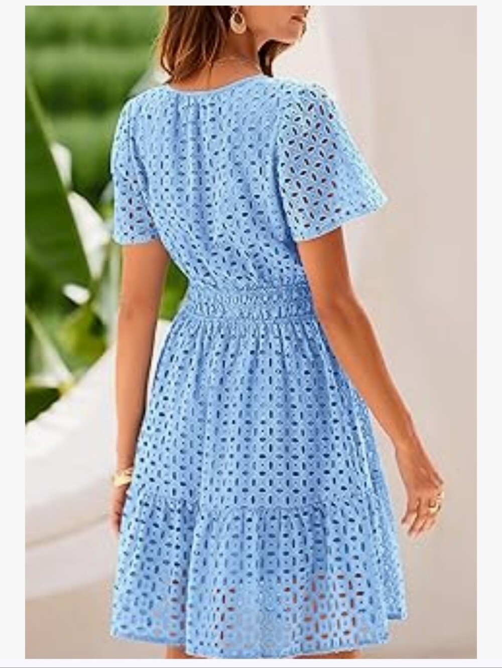 PrettyGarden Blue Eyelet V-Neck Summer Dress Size S NWT - Picture 2 of 5